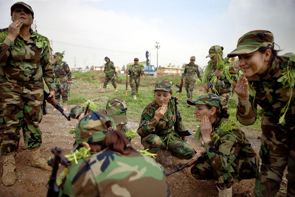 Female peshmerga during training camp