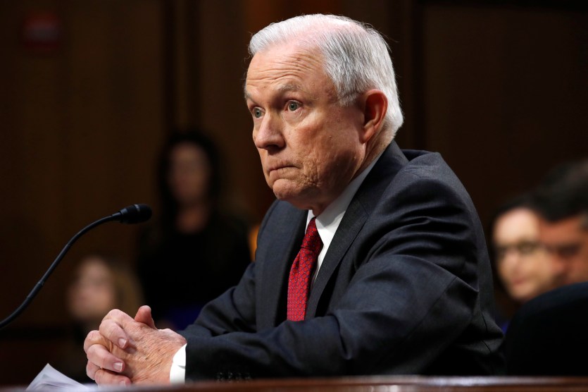 Jeff Sessions testifying to the Senate Intelligence Committee on June 13.