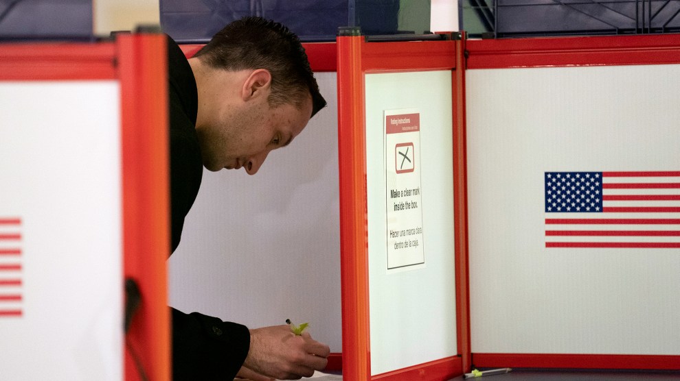 man voting on Super Tuesday