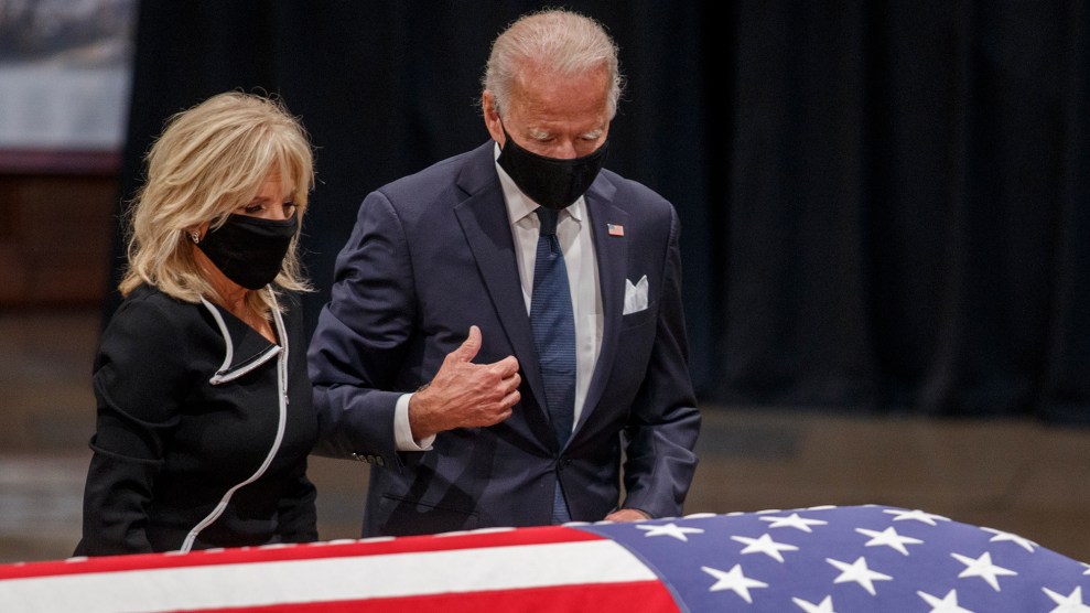The Bidens pay respects to the late John Lewis.