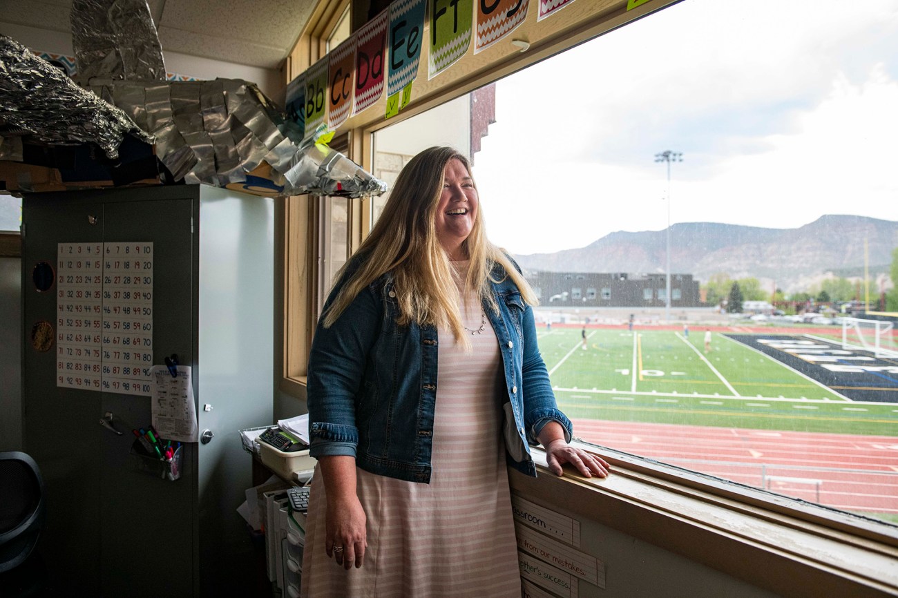 Carrie Rogers, a teacher at Gypsum Elementary School, in her classroom.