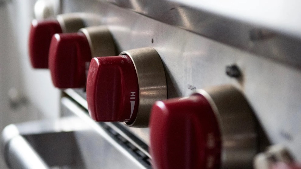 Red knobs on a steal gas stove