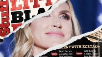 Collage portrait of Lara Trump, seen beneath torn scraps of the Little Black Book Magazine