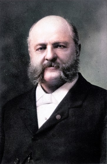 Colorized photo of man with beard and mustache.