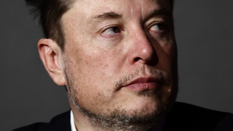 Elon Musk's head in frame while facing to the right.