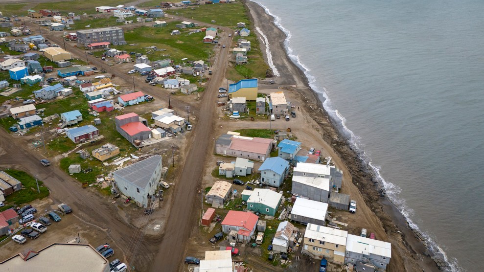 A coastline with brightly colored houses.