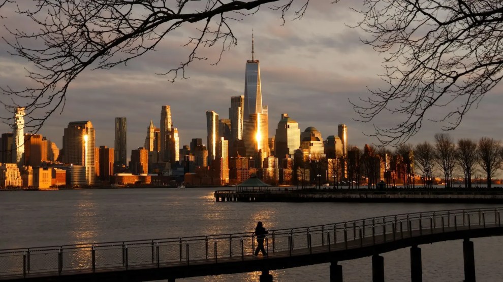 New York City skyline over water