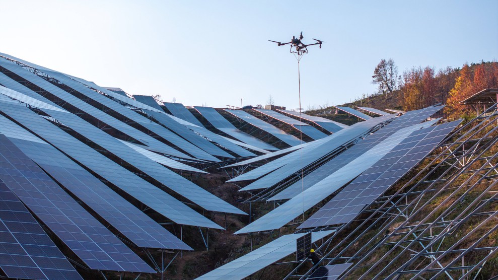 Solar panels in a ditch