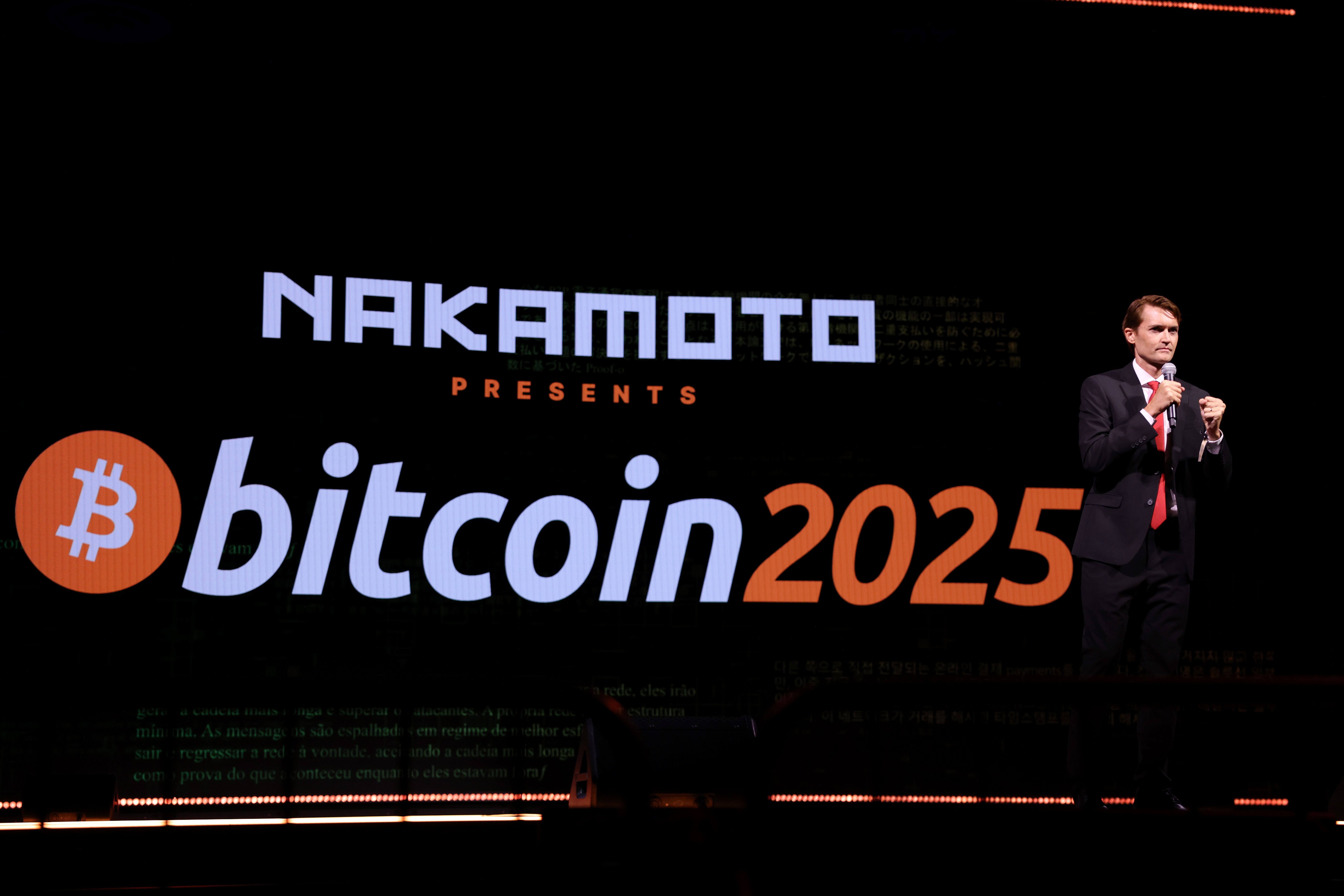 Ross Ulbricht speaks at Bitcoin 2025 at the Venetian Hotel