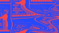 Warped, repeating graphic of a racist, pro-immigration enforcement social media post by the Department of Homeland Security