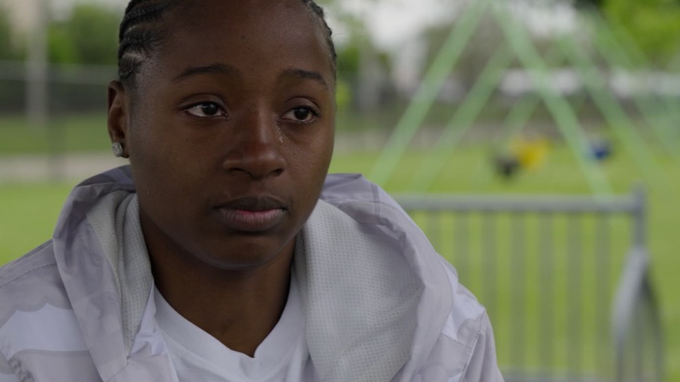 A close-up of Tia Goins