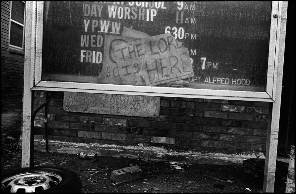 lower 9th ward after hurricane katrina - Lord Is Here sign in front of church