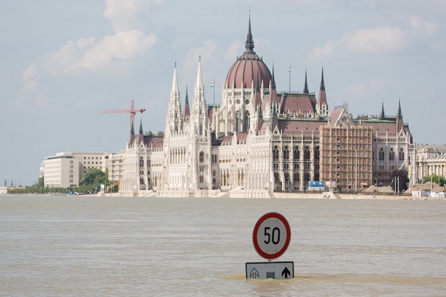 A view of Budapest, Hungary on June 9, 2013, after the Danube River hit a record high water mark.