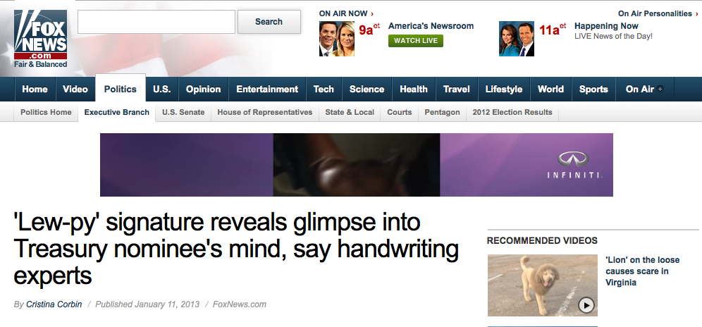 fox news handwriting experts article jack lew