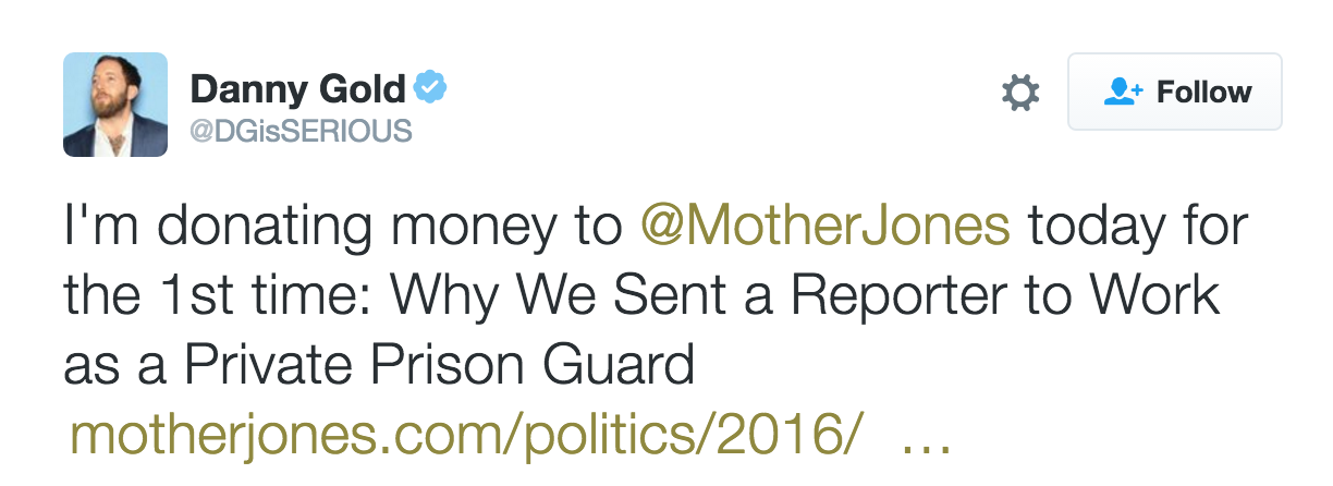 I'm donating money to Mother Jones today for the first time.