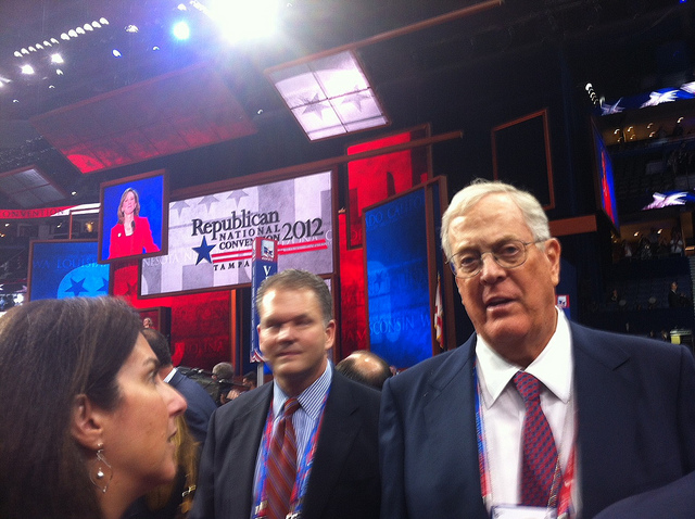 David Koch, right, at the 2012 Republican National Convention. David Weigel