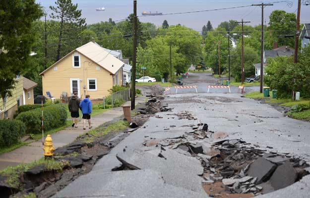 June 20, 2012 - Flooding in Duluth, Minn. has torn up area roads.  Brian Peterson/Minneapolis Star Tribune/ZUMAPress