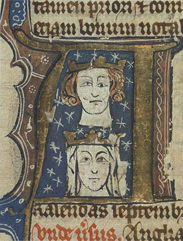 King Edward I and his wife Eleanor.   From an early 14th century manuscript/Wikipedia