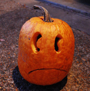 Sad climate-change pumpkin is sad. Kmo139/Flickr