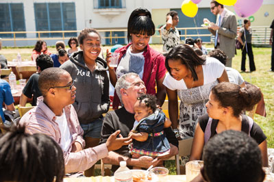 Maria's history teacher, Robert Roth, at a picnic celebrating Mission's gain in test scores. Photo by Winni Wintermeyer